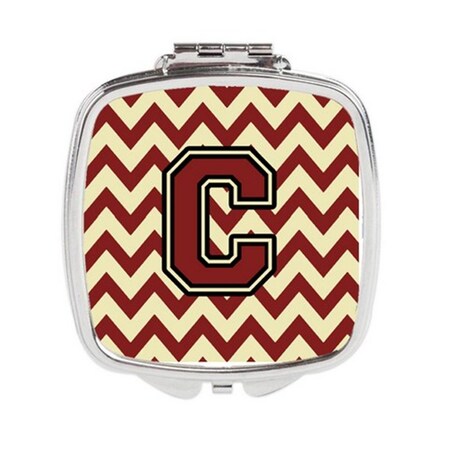 Carolines Treasures Letter C Chevron Maroon and Gold Compact Mirror CJ1061-CSCM